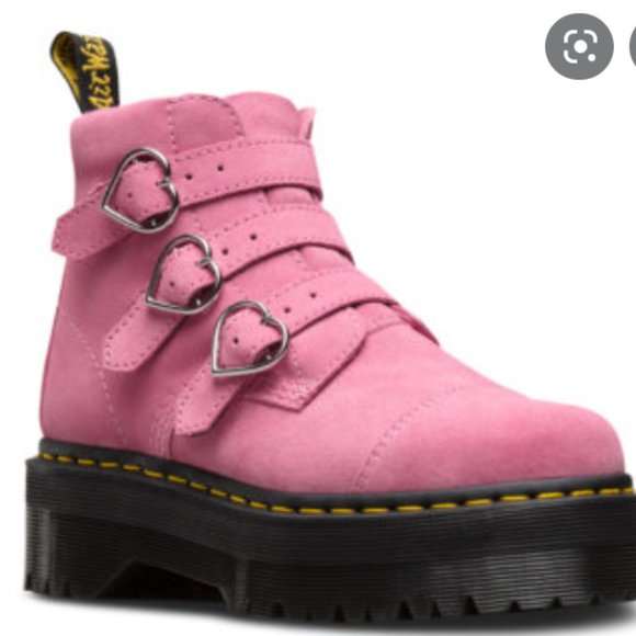 Dr. Martens Shoes - Lazy Oaf x Doc Marten Boots Heart Pink buckle boot